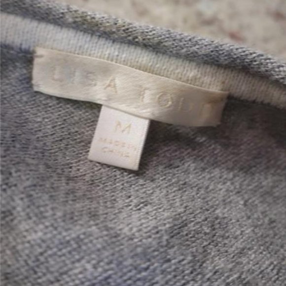 Womens Lisa Todd Gray Blue Hearts Cotton Cashmere Knit Sweater M - Picture 8 of 8